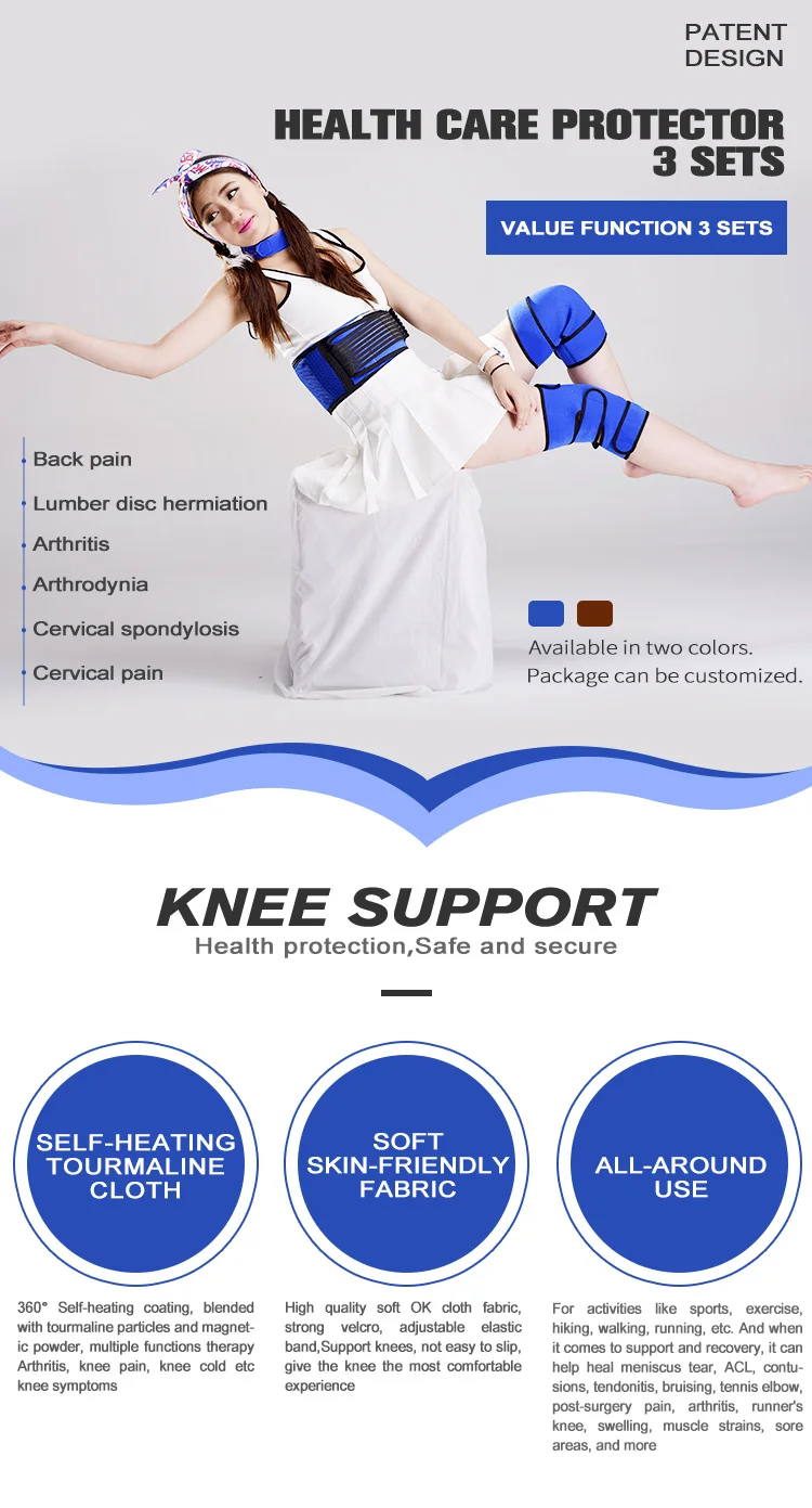 Patented Technology 3 Set Neck Waist Knee Support For Sports Recovery, Knee Arthritis, Low back pain