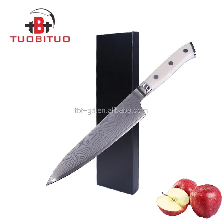 

Elegant White Color Handle Japanese Damascus Steel 9 inch Carving Knife