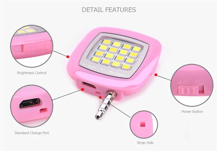 2015 Newest Mini Portable LED Flash for Mobile Phone Built-in 16 Led Lights Wholesale