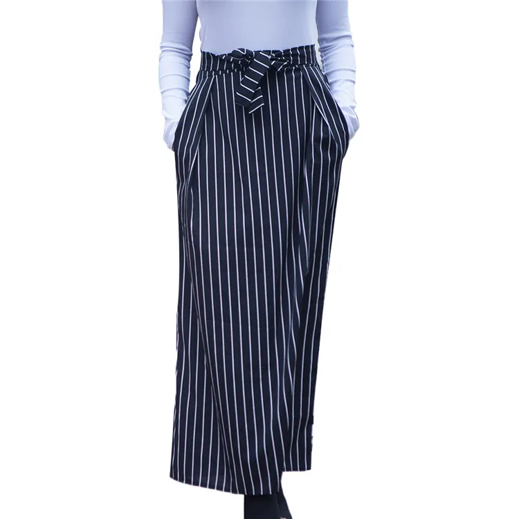 

Latest design black white striped skirt women maxi skirt