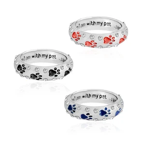 Hot Sale When I Am with My Pet Animal Pet Ring Cat Dog Paw Foot prints Ring Pet Supplies Cute Animal Dog Ring With Cheap Price