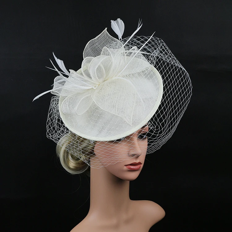 Ealafee Feather Fascinator Hats for Women Tea Party Wedding Headpieces Veil Hats