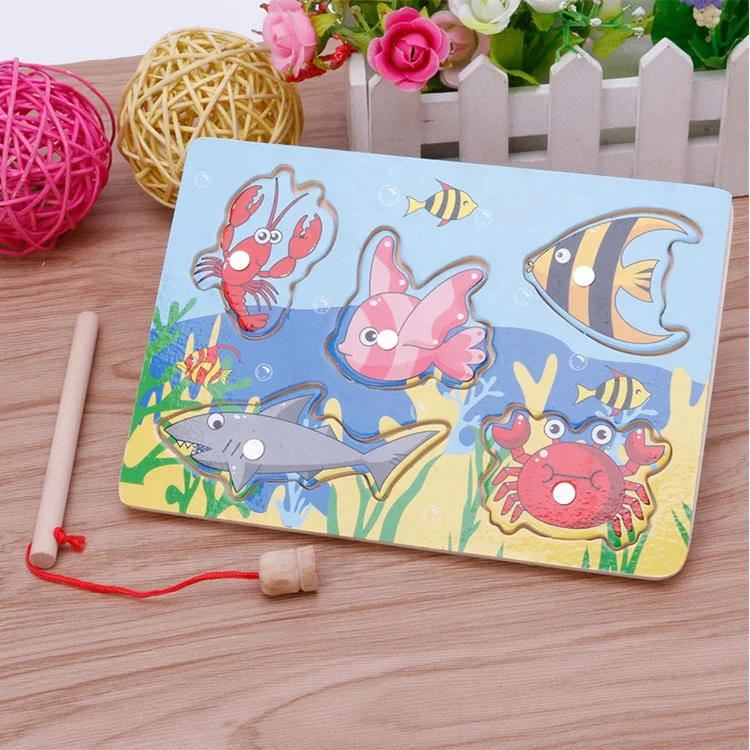 
Kid Children Educational Interesting Wooden Magnetic Fishing Game Jigsaw Puzzle Toy 