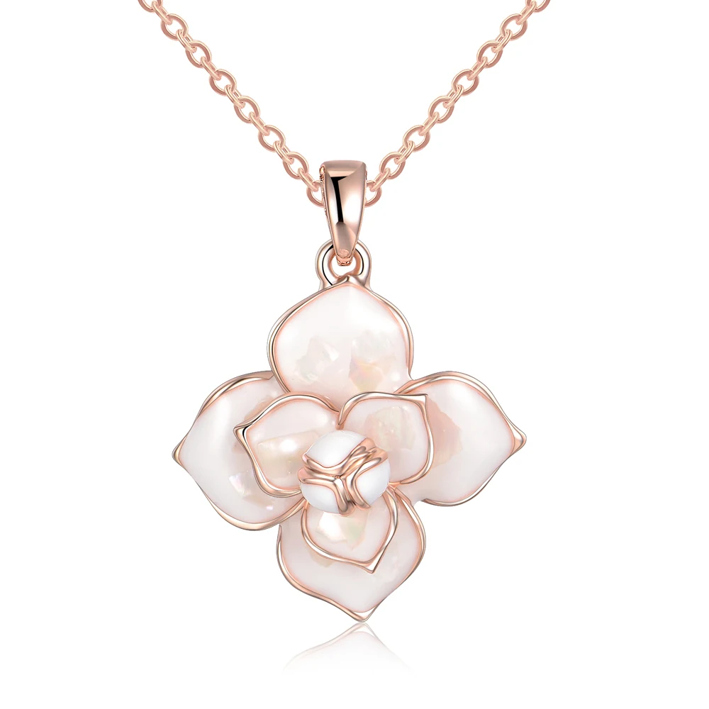 

Professional Made Rose Flower Pendant Wedding Necklace For Women, Gold