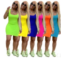 

Wholesale Casual Basic Sleeveless Soild Color Sexy Hot Night Club Dress Bodycon Mini Club Dress For Woman