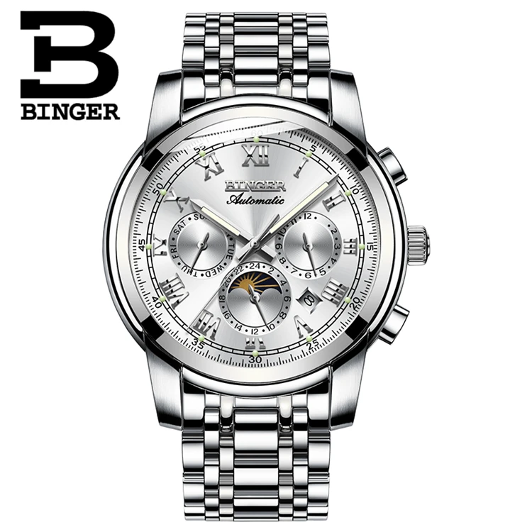 

BINGER 1178 Luxury Brand Watches Fashion Automatic Mechanical Watch Men Sapphire Wristwatches Waterproof relogio masculino