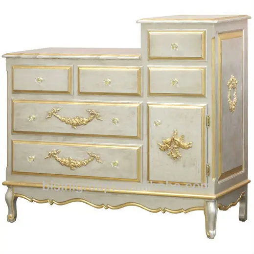 white and gold changing table