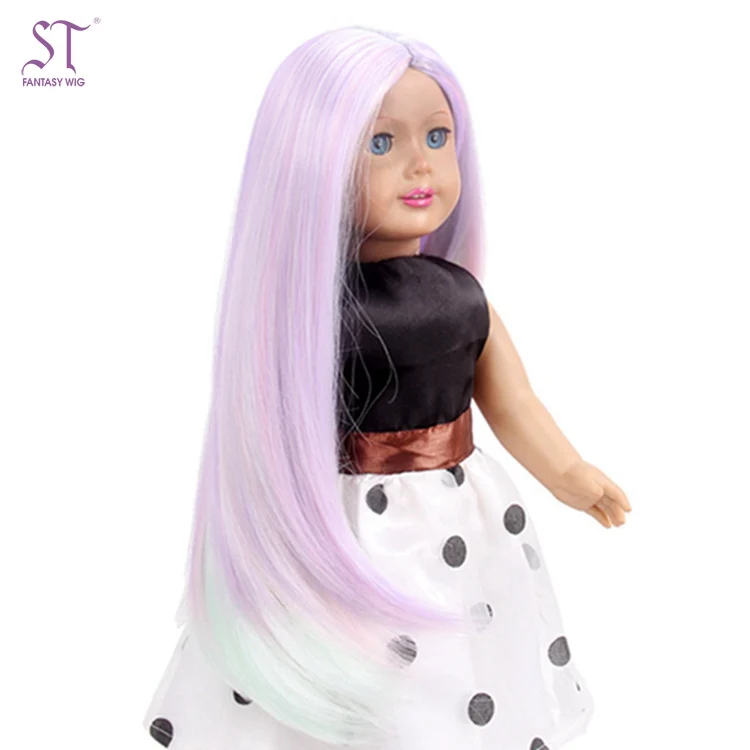 

Fantasy American Girl Doll Wigs Ombre Purple Mint Green Long Straight Hairpiece Wholesale BJD Doll Wigs