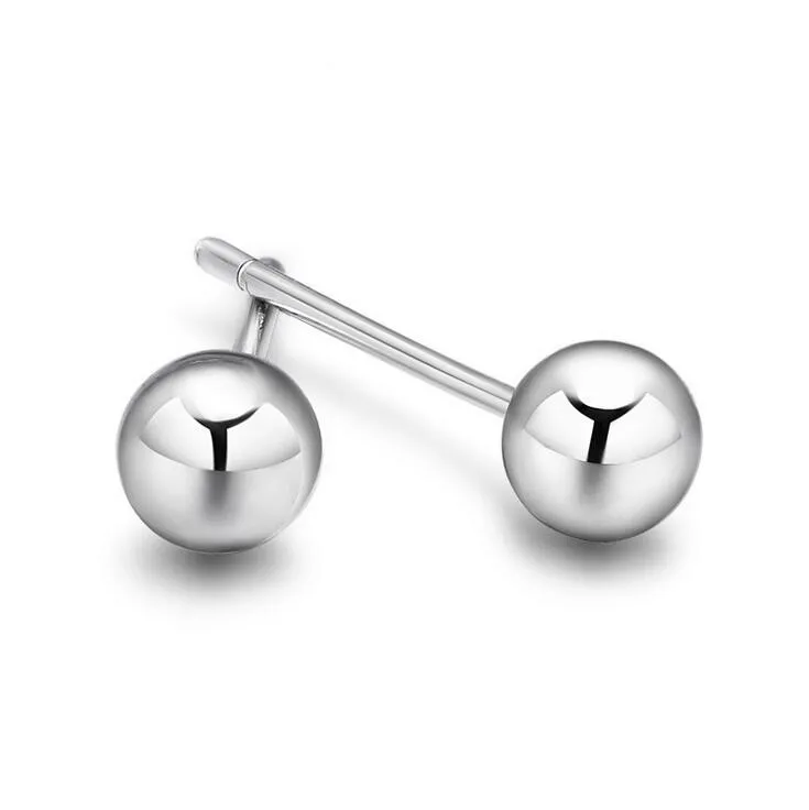 

Fine jewelry 100% 925 Sterling Silver Smooth bead earrings Free shipping
