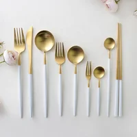 

Wholesale white gold plated cutlery, stainless steel matte gold flatware set