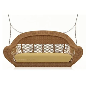 Ceiling Hanging Rattan Chair With Double Hanging Rope Ceiling