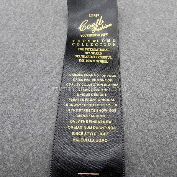 

Gold Printing Black Satin Tape Carelabel