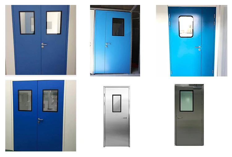 High quality airtight metal access french open clean room doors and windows with frame
