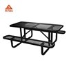 Arlau Outdoor Furniture Umbrella Table Chairs Set,Commercial Table And Chairs,Fixed Metal Picnic Table