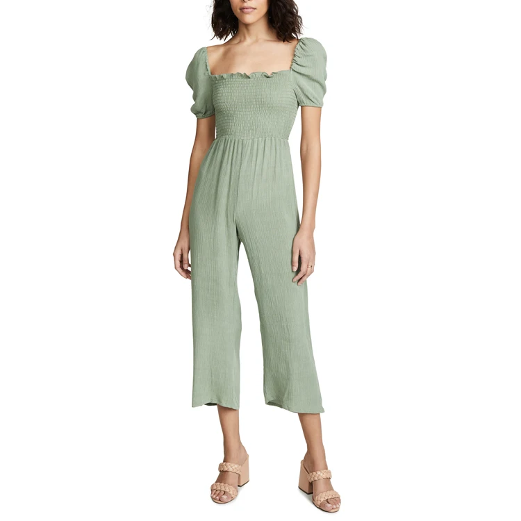 

Summer New Women High Waist Plain Dress Short Puff Short Sleeve Square Collar Long Dress Casual Dress