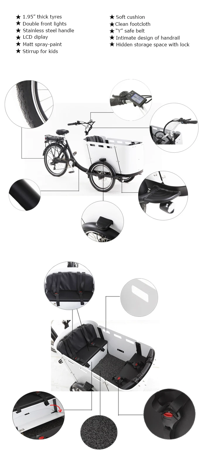 Chinese three wheel e bakfiets tricycle electric cargo bike frame in Bicycle with rain cover for sale