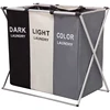 HOMEST 3 Sections Laundry Hamper Basket with Aluminum Frame] Durable Dirty Clothes Bag for Bathroom Bedroom Home