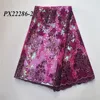 The new one purple color Nigeria lady Hot Sale New Design Polyester Elastic double organza embroidery full sequins for party