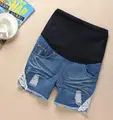 Spring and summer maternity Korean Maternity Pants hole abdominal denim shorts five pants lace pants SH