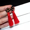 KM Wholesale Ladies Jewellery Shell Flower Earrings 2018 Fringe Handmade Braided Boho Red Long Silk Thread Earrings Picture