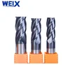 Weix high quality Tungsten carbide CNC machinary sharpening straight hand HRC55 4flutes square end millings for metal cutting