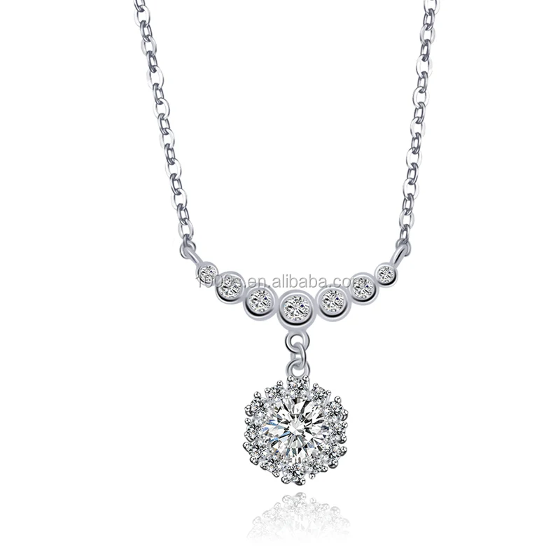 

fashion 925 sterling silver wedding shiny necklace with CZ, White gold