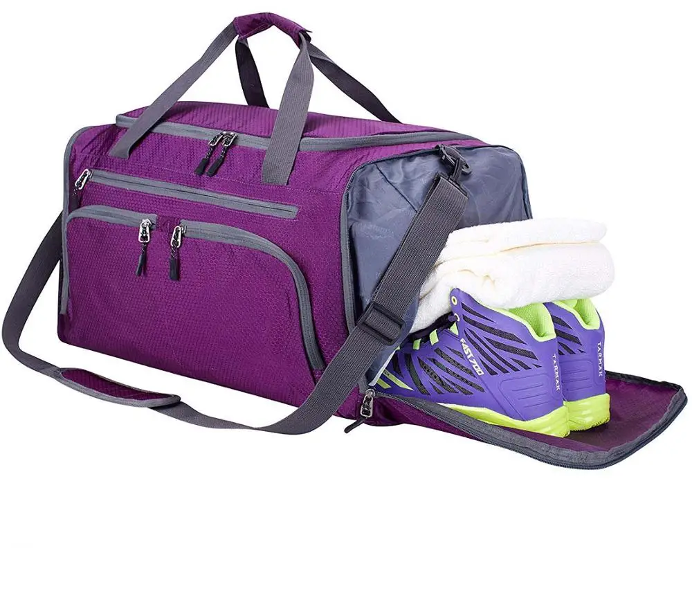 

Custom Polyester Foldable Travel Weekender Bag With Shoes Compartment for Men Women Outdoor Travel Bag, Pink,black,blue, customized color is available