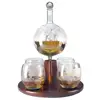 Perfect Gift 850 ml Whiskey Decanter Set World Etched Globe with 4 World Map Glasses for wine glass set