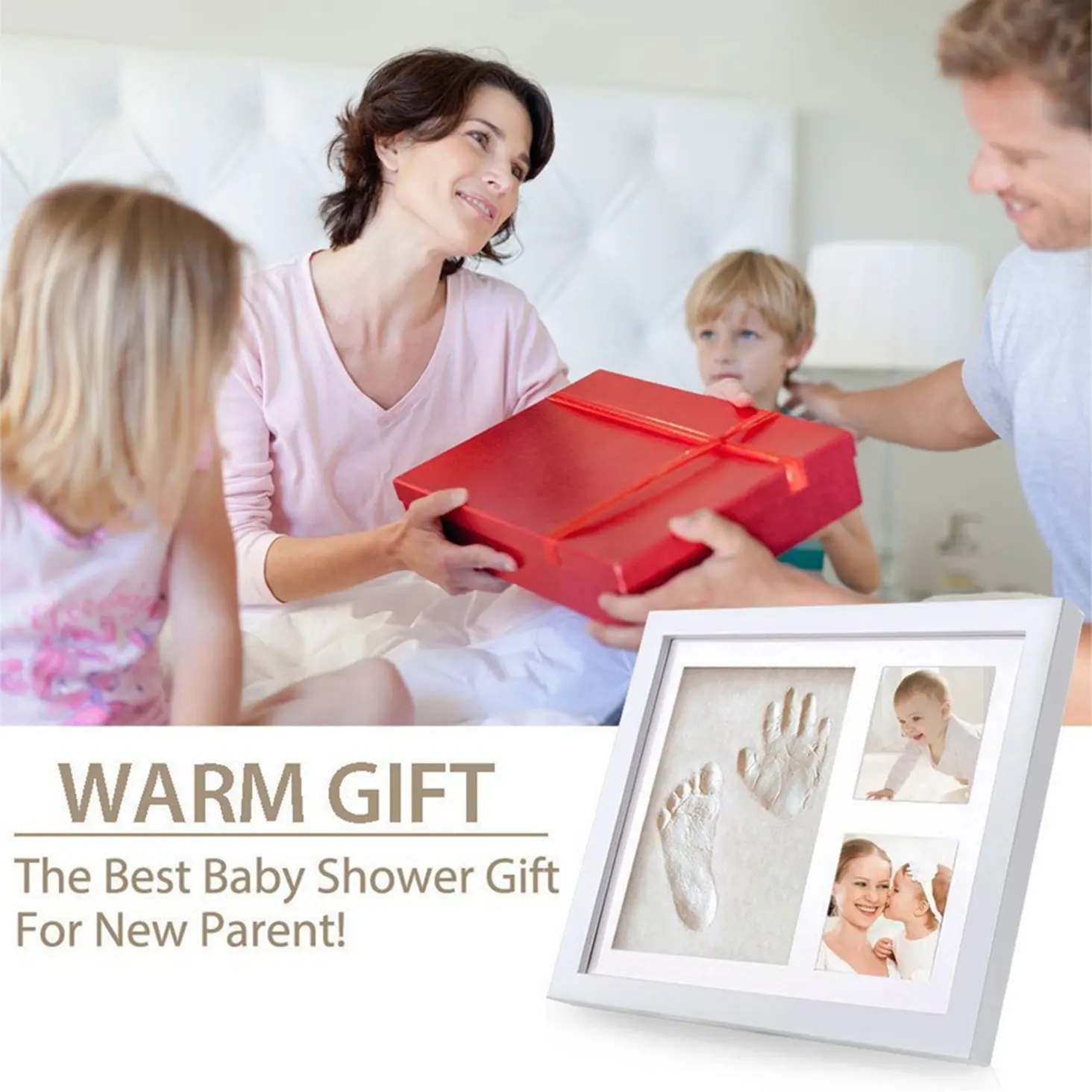 Baby Hand And Footprint Kit In Rustic Farmhouse Frame Baby Handprint