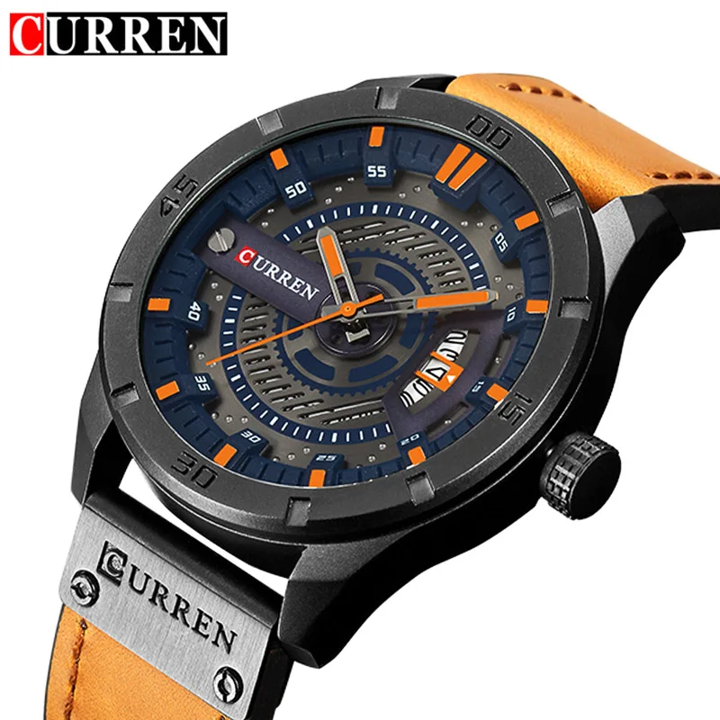Top Brand CURREN 8301 Mens Watches Luxury Watch Men Date Display Leather Band Japan Quartz Wrist Watches Relogio Masculino