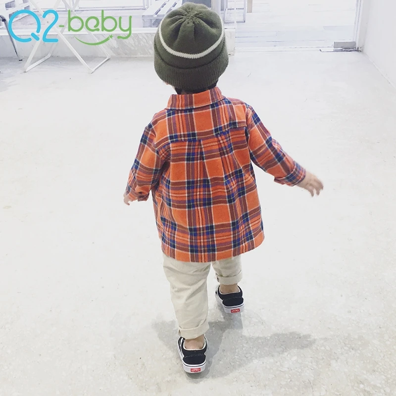 
New casual infant plaid shirt cotton blouse baby boy plaid shirt 2316 