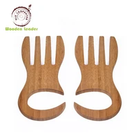 

Amazon Hotselling Salad Server Set High Quality Wooden Bamboo Salad Serving Hands