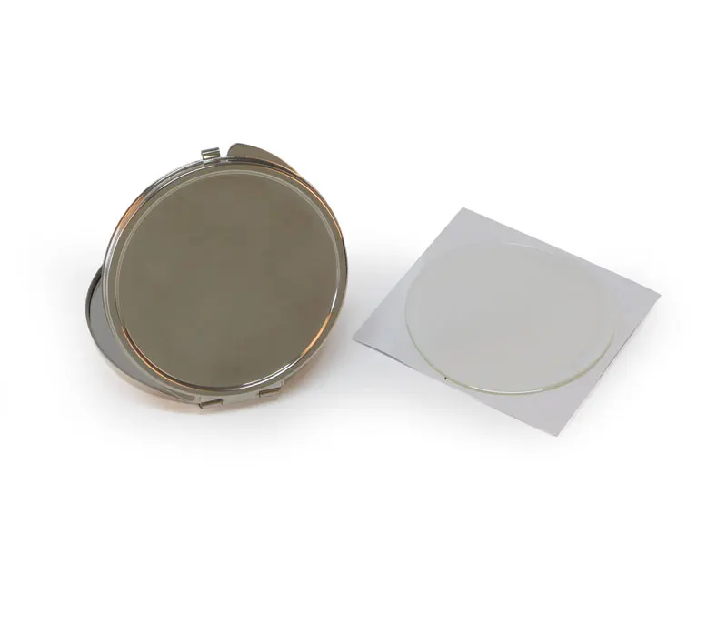 

Silver Round sublimation Compact Mirror Blank + 2.55 inch Epoxy Sticker- custom compact mirror