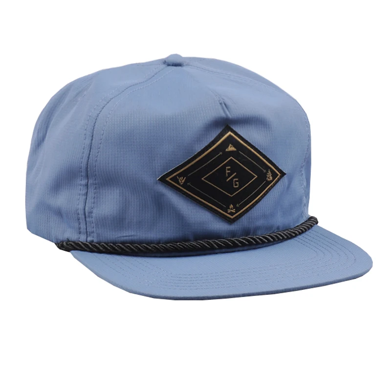 Low Moq Custom Patch 5 Panel Nylon Rope Snapback Cap With String Buy