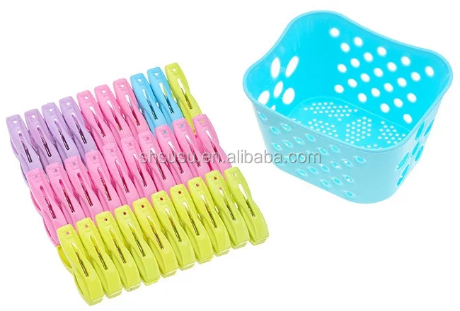
20pcs, 24pcs, 30pcs in Basket Bag Plastic Clothespin Spring 