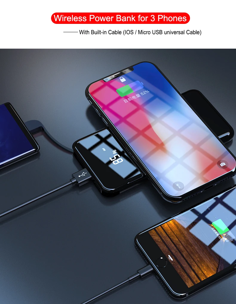 New Arrival product fantasy black qi wireless power bank 12000mAh for all smartphone - ANKUX.COM
