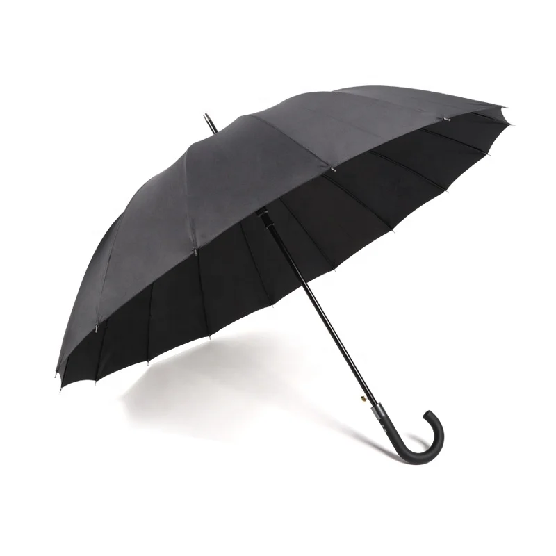 

RST Yiwu 25''*16K straight advertising plain black 16 ribs custom logo prints rain long custom logo print umbrellas, Black,can be customized