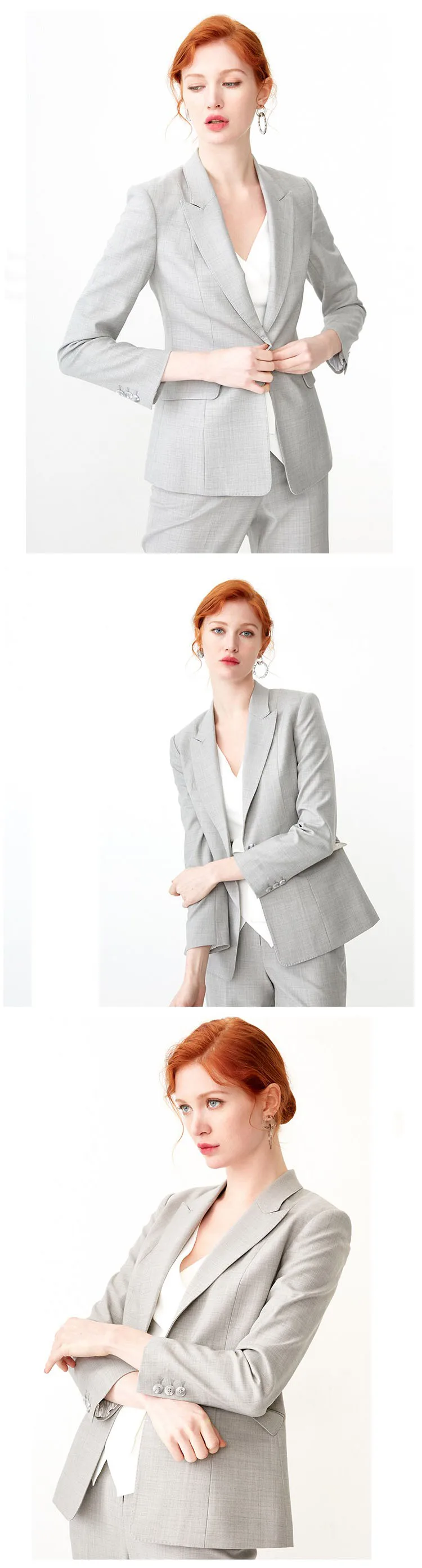 Ladies Trouser Suit Designs 50%Wool Blazers Ladies Women 2 Piece