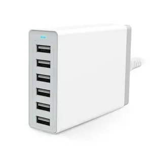 USB 6 Port 50W Fast Travel Charger 1.6M Cable