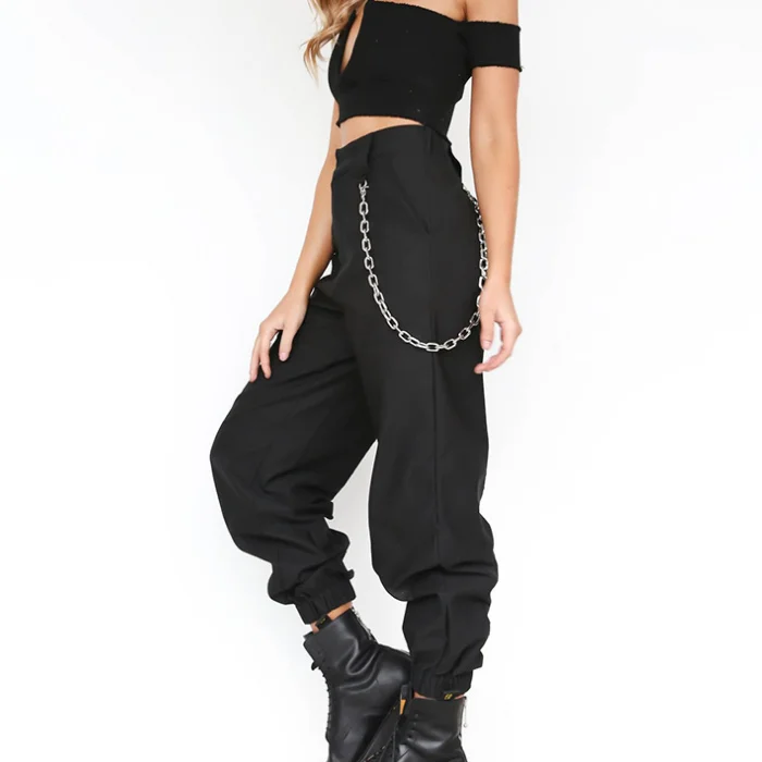 Streetwear Cargo Pants Women Casual Joggers Black High Waist Loose Female Trousers Korean Style harem pants