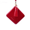 square women slot wallet wallet with key chain and tassel split leather coin purse