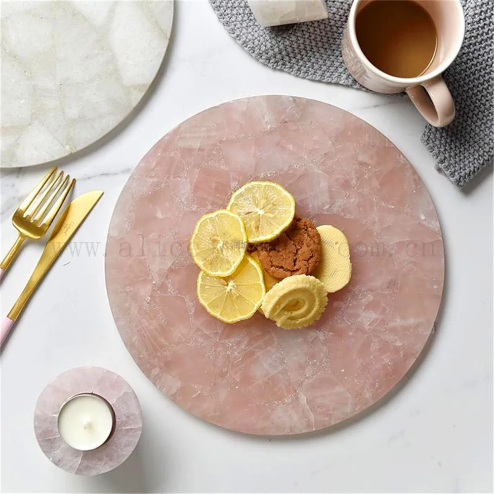 

C005 Natural rose quartz coaster Wholesale rose quartz crystal coaster for home decoration