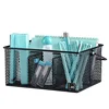 Mesh storage basket organizer, utensil holder, forks, spoons, knives, napkins, perfect for desk supplies, pencil, pens, staples