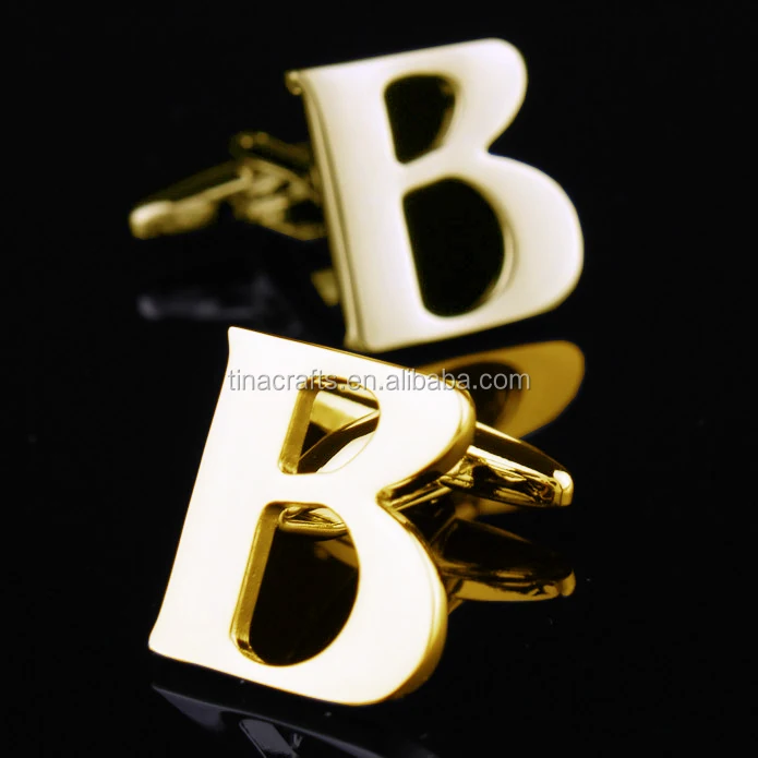 

A-Z 26 copper letters Gold B letter cufflinks