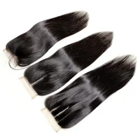 

Top Quality Virgin Brazilian Human Hair Bundles With middle part Free Parting Lace Closure