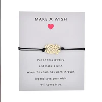

Custom Logo Gold Pineapple Beaded Charms Wish Card Bracelet Bangle Jewelry Handcrafted Wrap Cord Make A Wish Bracelet