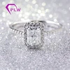 2019 New arrival ice crushed radiant moissanite halo ring engagement in 18k white gold