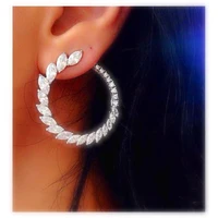 

Barlaycs 2019 New Fashion Statement Korean Vintage Big Bling Crystal Rhinestone Wing Stud Hoop Earrings for Women Jewelry