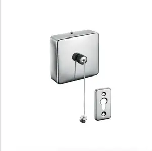 Image of Stainless Steel Retractable Single Clothes Line for Bathroom Hotel Balcony