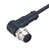 Hot Sale IP68 Waterproof Right Angled Male A/B Code 4/5/8/12PIN 360 Shielded M12 Connector with CustomizedCable Molded